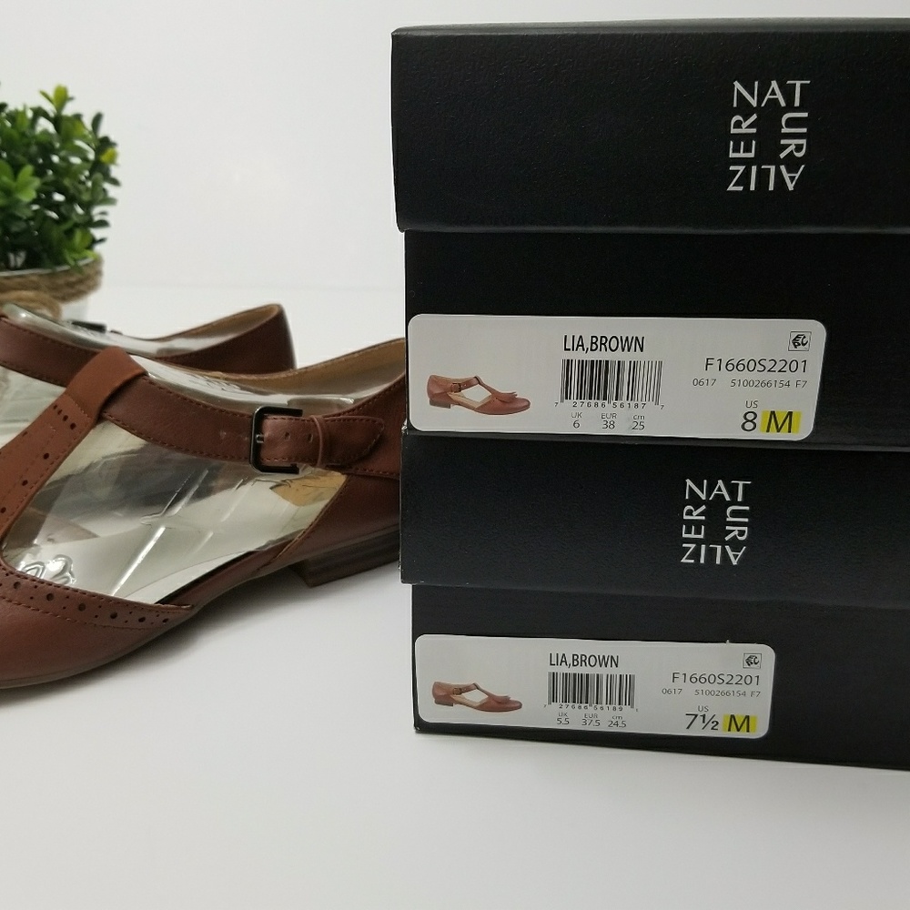 Naturalizer "Lia" Mary Janes Brown Dress Flats - Picture 8 of 8